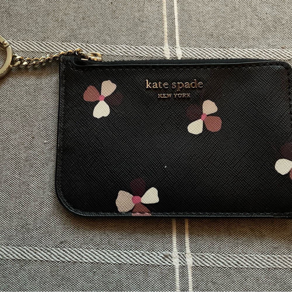 Kate Spade Black Floral Keychain Wallet/Cardholder